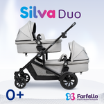 Коляска трансформер для двойни Farfello Silva Duo серый