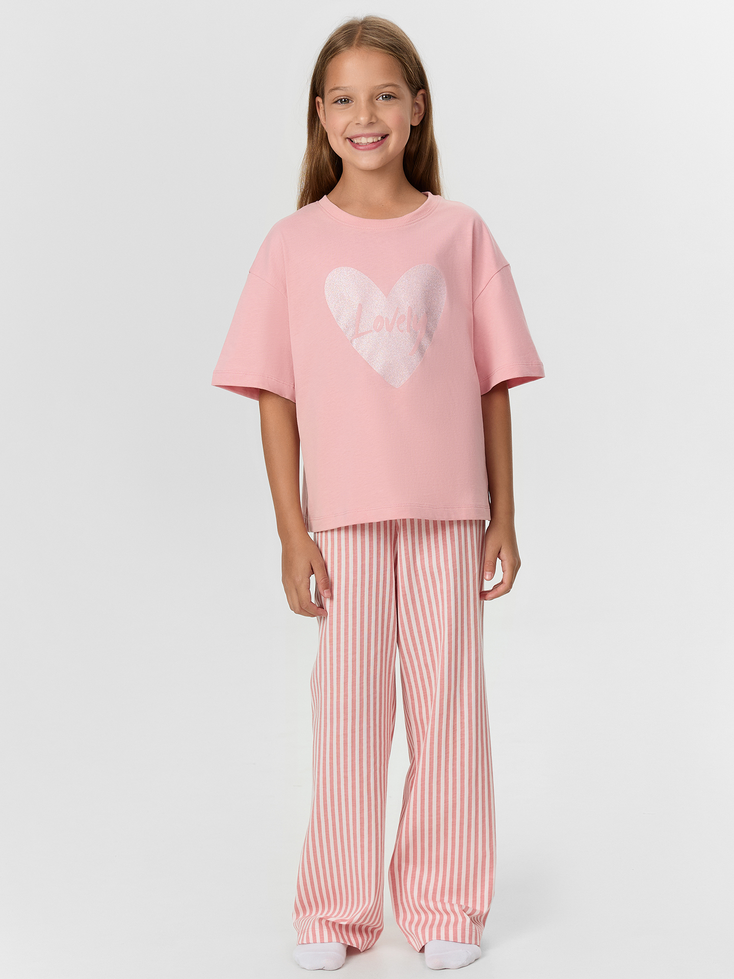 Пижама Mark Formelle (Марк Формэль) 567747/пыльная роза +полоски на пыльной розе - фото 1