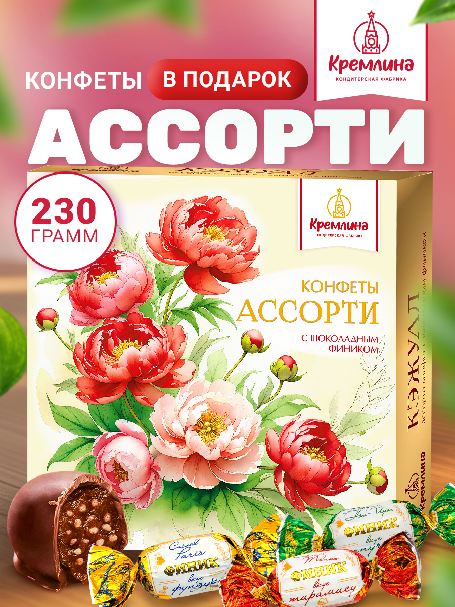 Конфеты шоколадные Кремлина Ассорти Кэжуал 230г в коробке С Праздником - фото 1