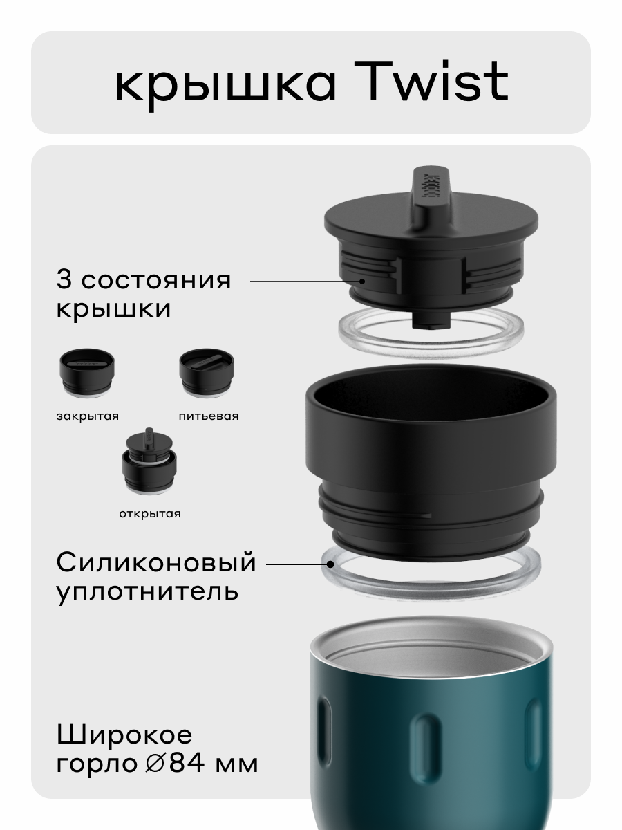 Термокружка 350 мл для напитков Tumbler Bobber темно-бирюзовый - фото 5