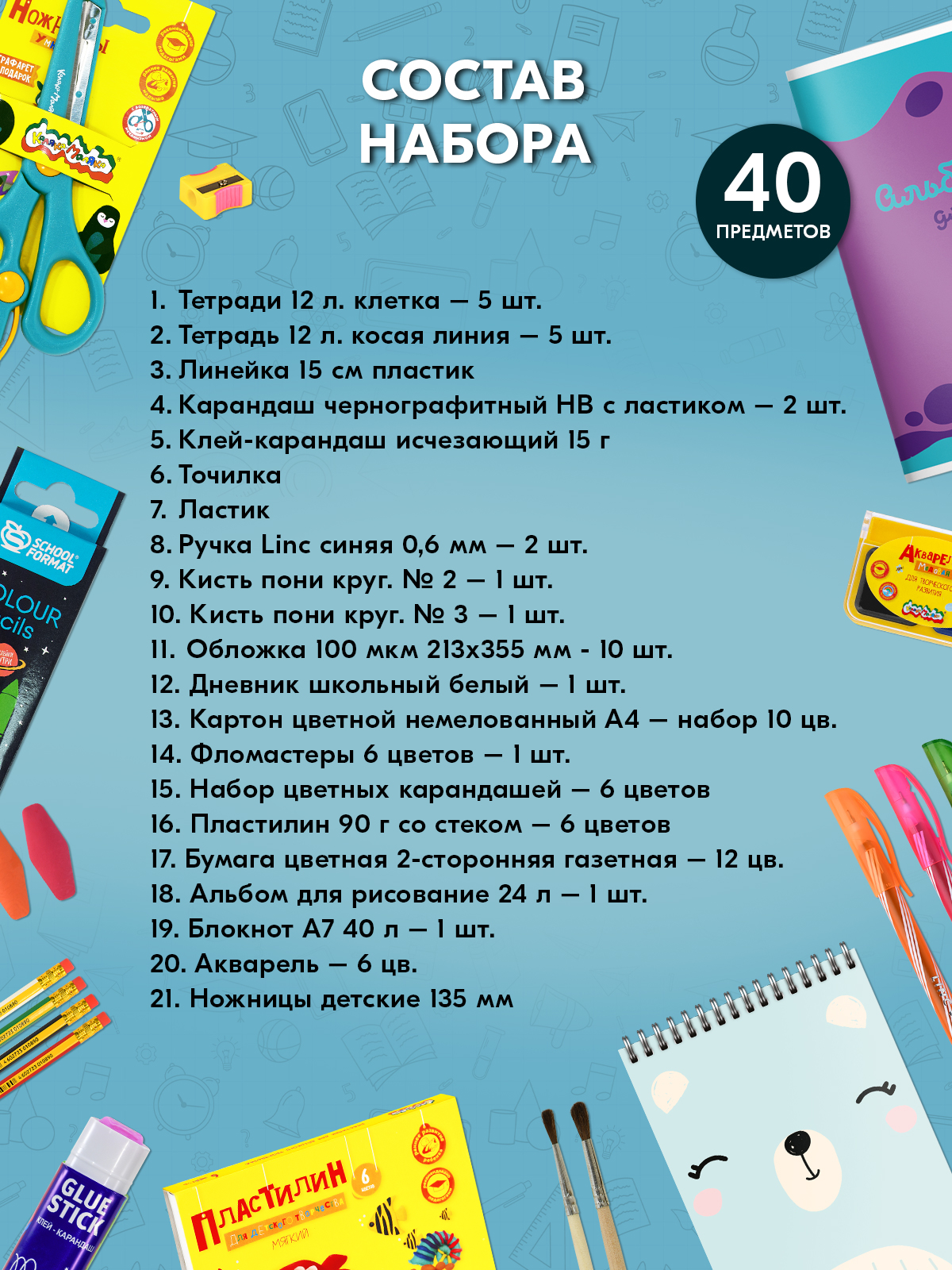 Набор школьника SCHOOLFORMAT 40 предм. - фото 3