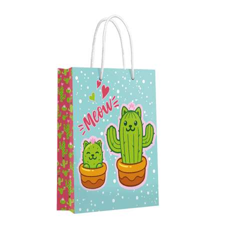 Пакет подарочный ND PLAY Кактус-котик 33x40x15.5см