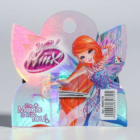 Зажим для волос WINX в клетку с синим элементом Winx