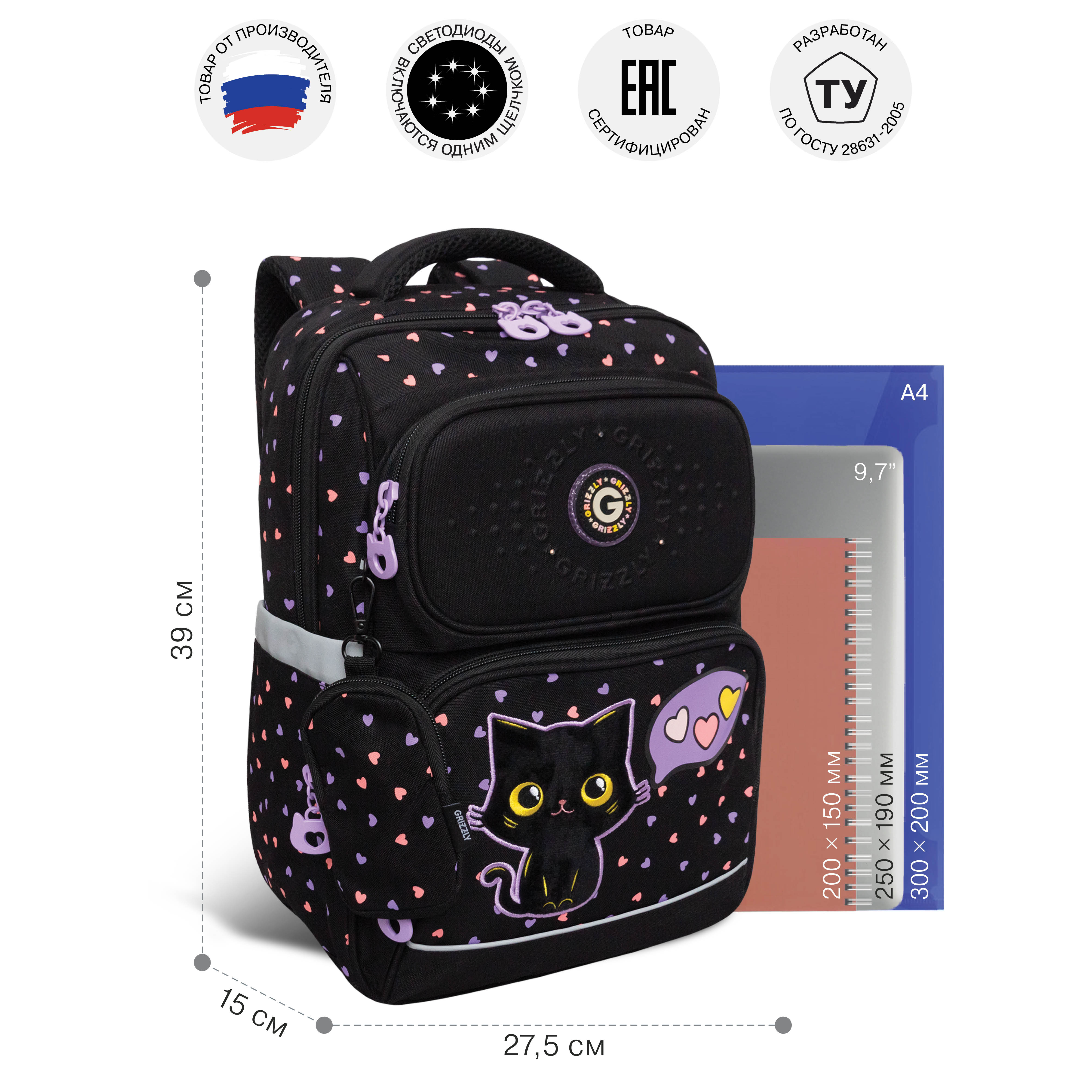 Рюкзак Grizzly Котик - фото 7