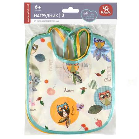 Нагрудник BabyGo клеенка 3 шт. в ассортименте