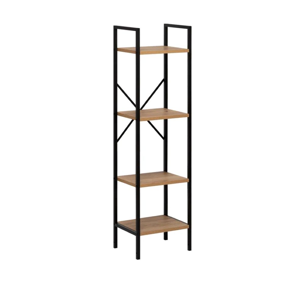Стеллаж Leset Стилвуд 14 узкий 4 полки Черный/Дуб крафт золотой - фото 1