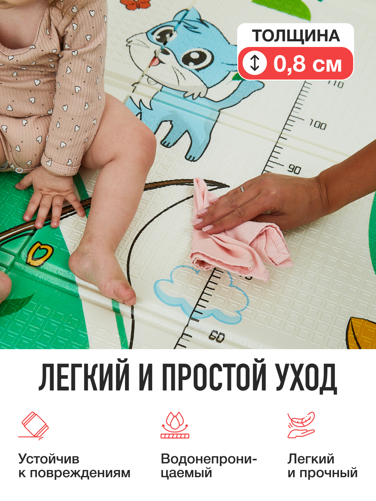 Детский складной коврик Mamagoods Котики и собачка 120 x 180 см 1 шт. - фото 5