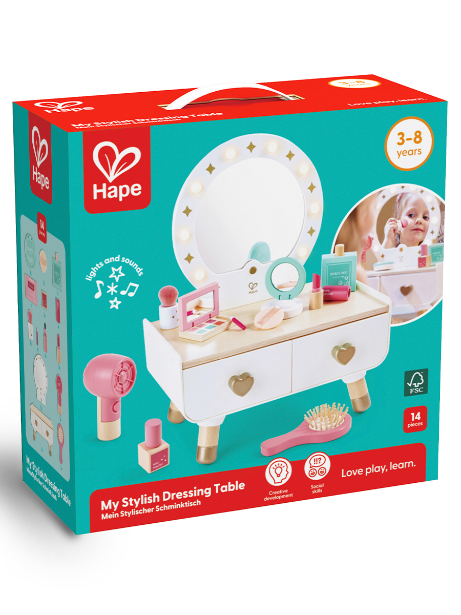 Игрушка Hape туалетный столик, фен, косметика - фото 16