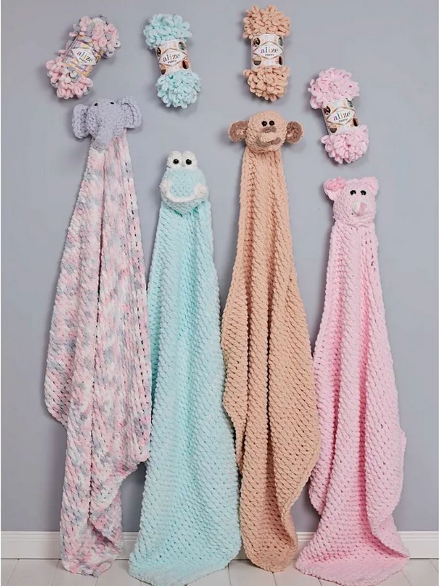 Пряжа для вязания Alize puffy fine color 100 г 14.5 м микрополиэстер плюшевая мягкая 5925 секционный 5 мотков - фото 9