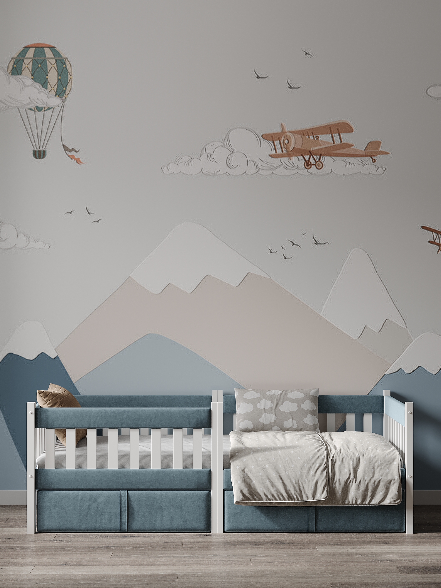 Кровать подростковая Moms charm (серый, синий) - фото 14