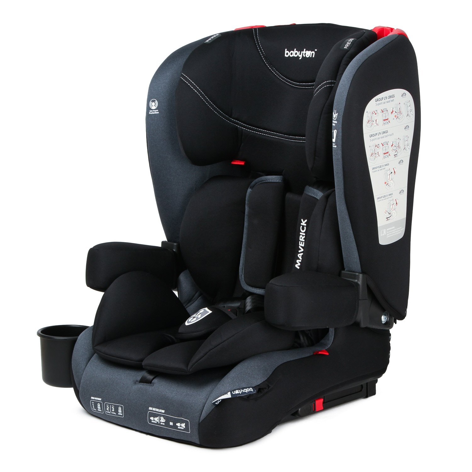 Автокресло Babyton Maverick Black Isofix 1/2/3 (9-36 кг) - фото 1