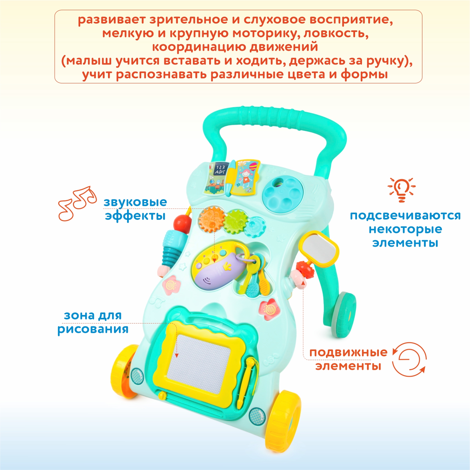 Ходунки HUANGER HAPPY WORLD с ручкой - фото 2