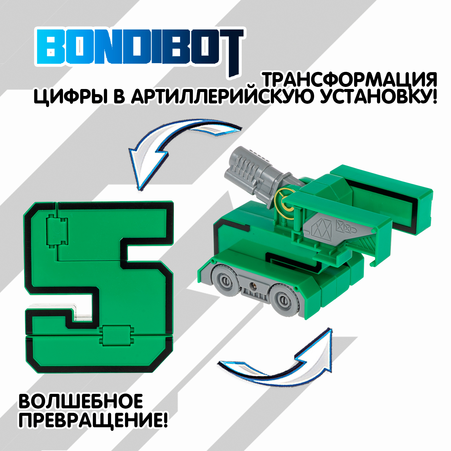 Фигурка Bondibon трансформер Робот Цифра 2в1 - фото 4