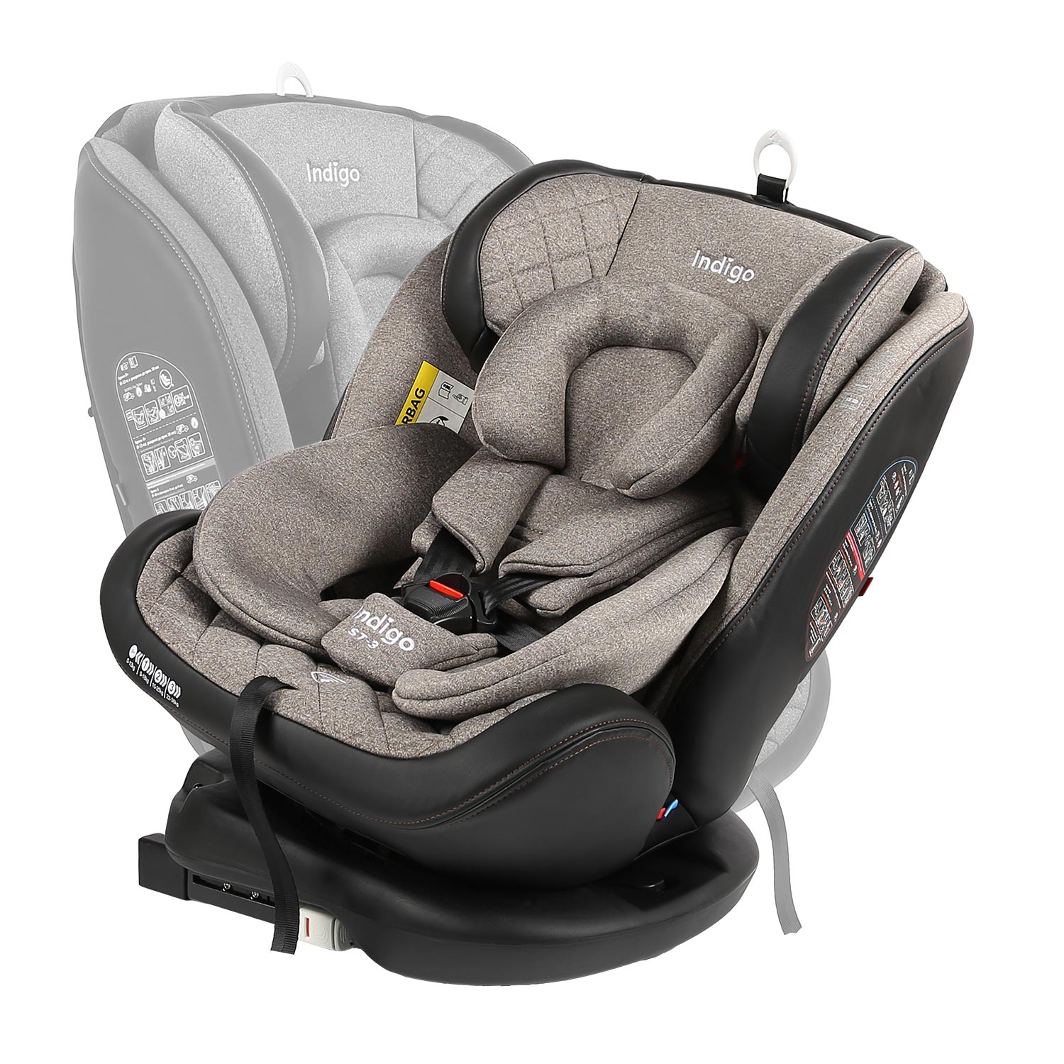 Автокресло Indigo Aero Isofix 0+/1/2/3 (0-36 кг) бежевый - фото 13