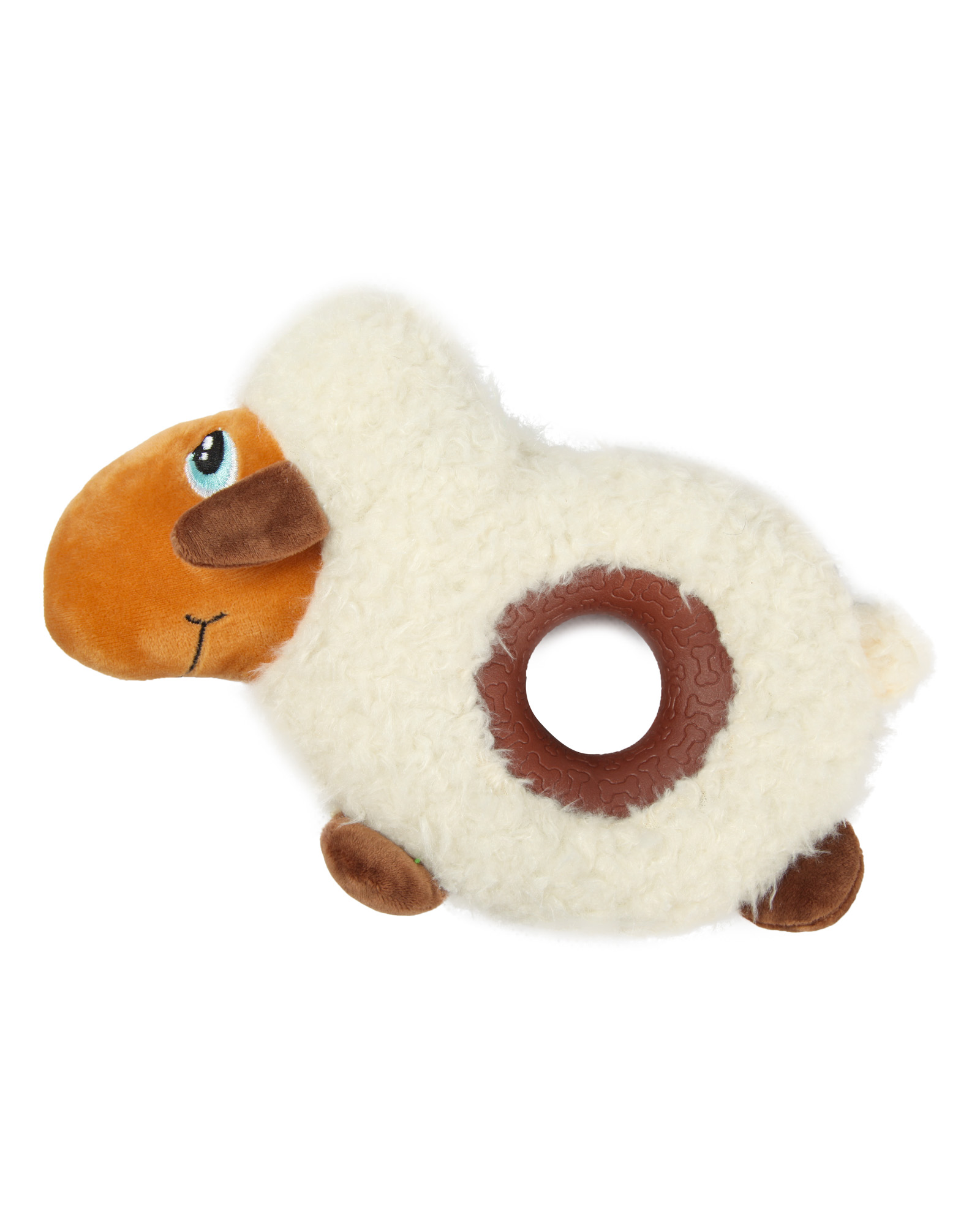 Игрушка для собак Barbaks Овечка-кольцо мягкая с пищалкой 9*19см - фото 1