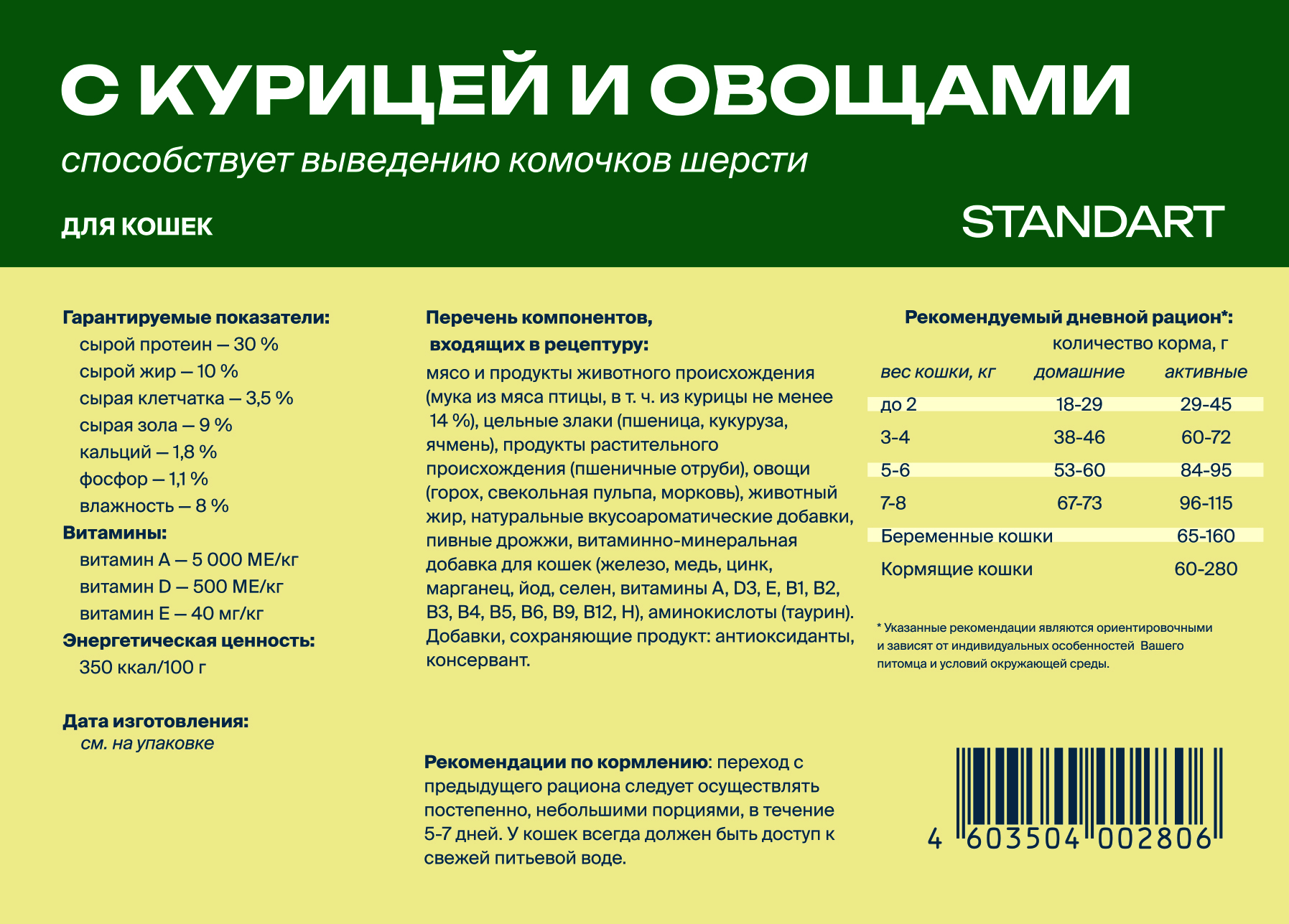Корм сухой полнорационный Profifeed С курицей и овощами для выведения шерсти - фото 2