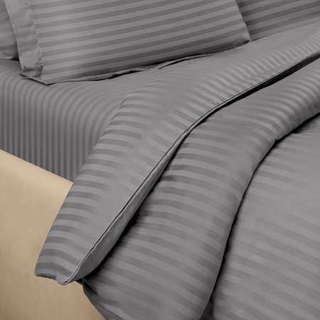 Постельное белье Arya Home Collection 2 спальное Евро 200x220 VIP страйп сатин