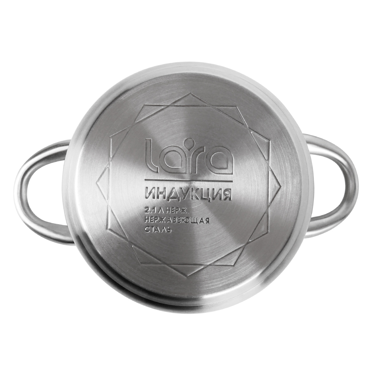 Кастрюля LARA LR02-266 (нерж) АФИНА 16x10,5см 2.1л, капсулированное индукц. дно, стекл. крышка - фото 5
