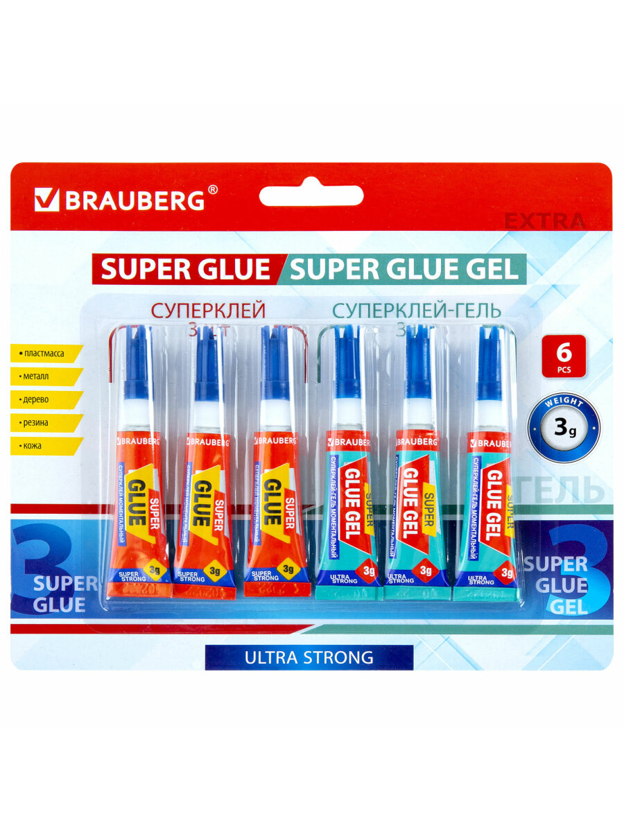 Клей Brauberg гель 3 штуки + супер клей 3 штуки - фото 5