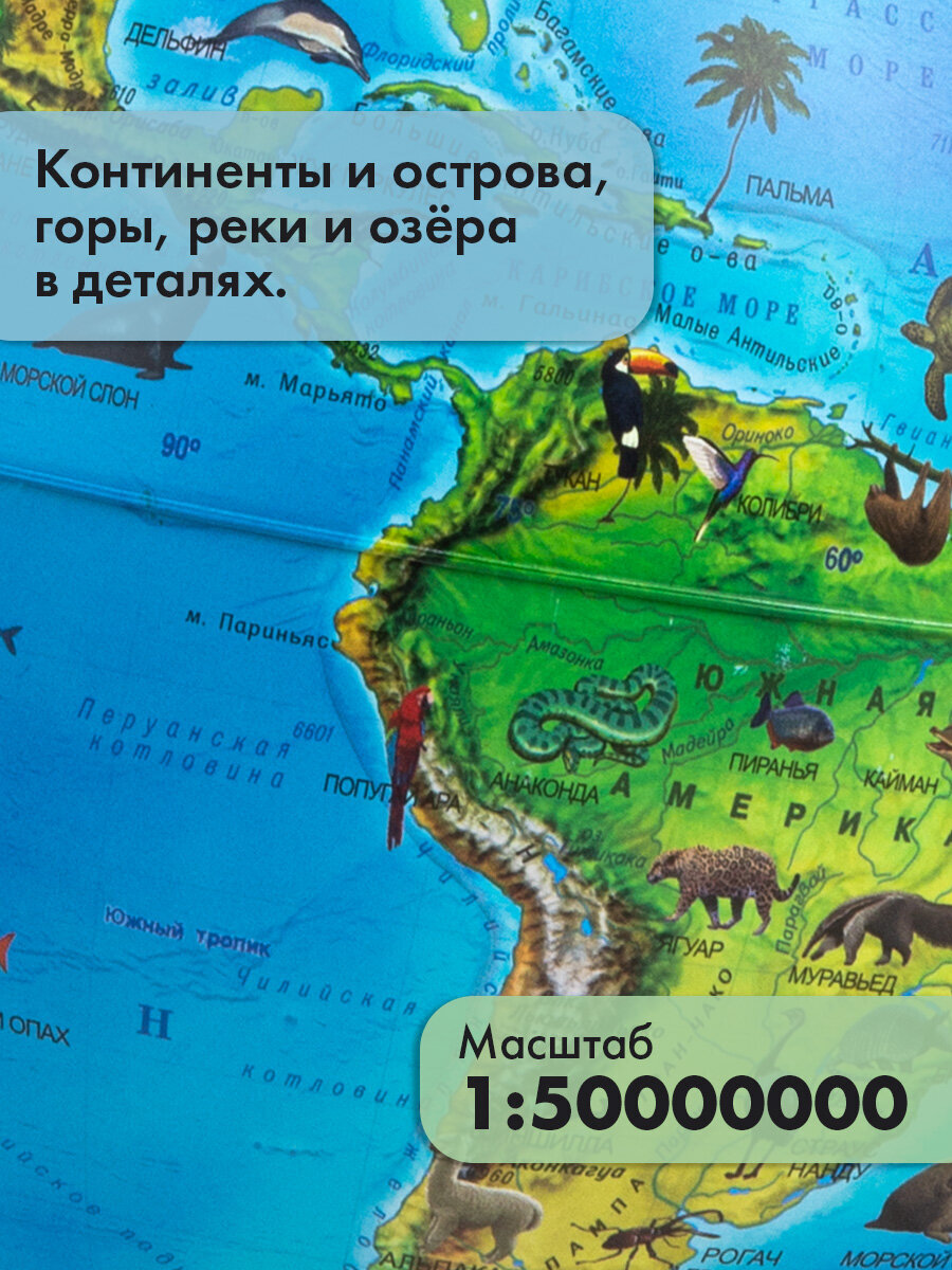 Глобус Globen интерактивный зоогеографический с подсветкой и VR очками диаметр 25 см - фото 5