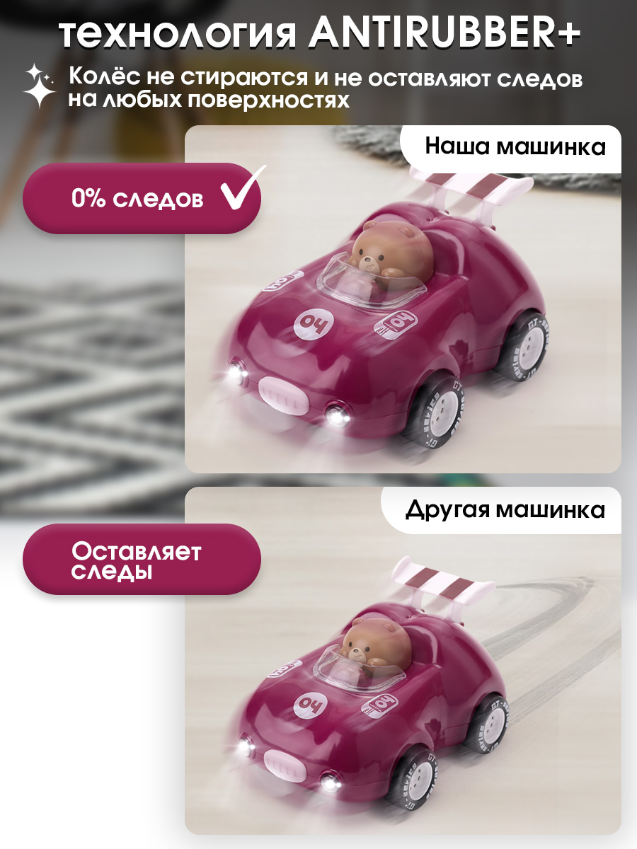 Автомобиль TIPTOPOLIS бордовый светящиеся фары - фото 4