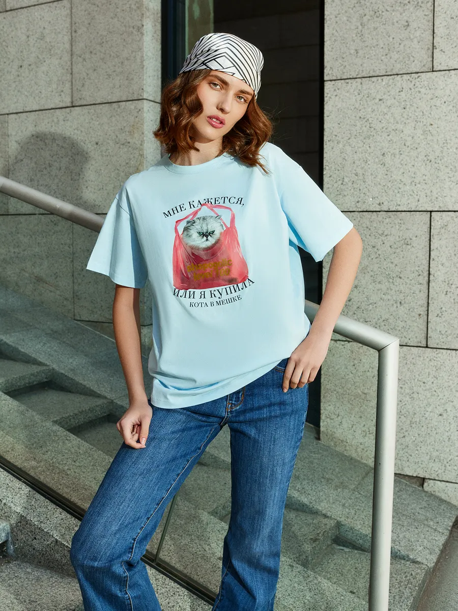 Футболка Mark Formelle (Марк Формэль) 112934/голубое небо +печать1 - фото 6