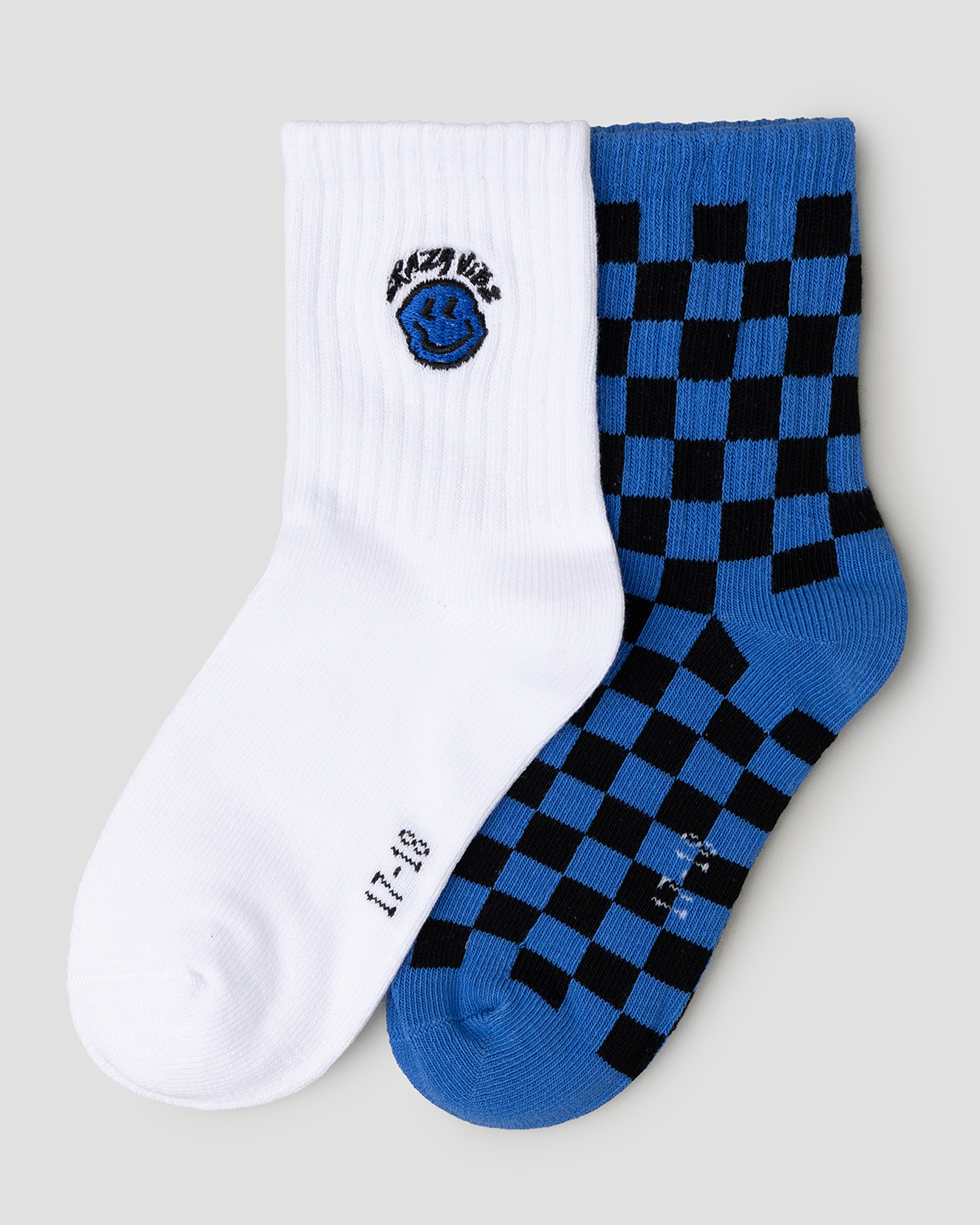 Изображение товара Носки для ребенка 2 пары Futurino, хлопок, белые и синие в клетку