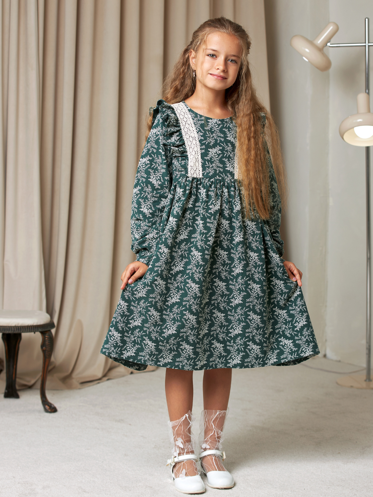 Платье MOUN платье_фланель/кружево_изумрудн - фото 7