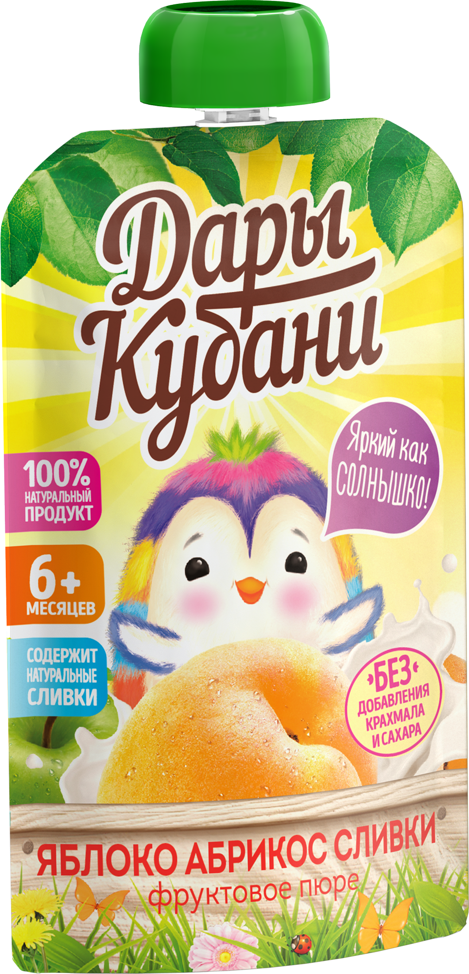Пюре фруктовое Дары Кубани яблоко абрикос сливки 90 г по 12 шт без сахара - фото 4