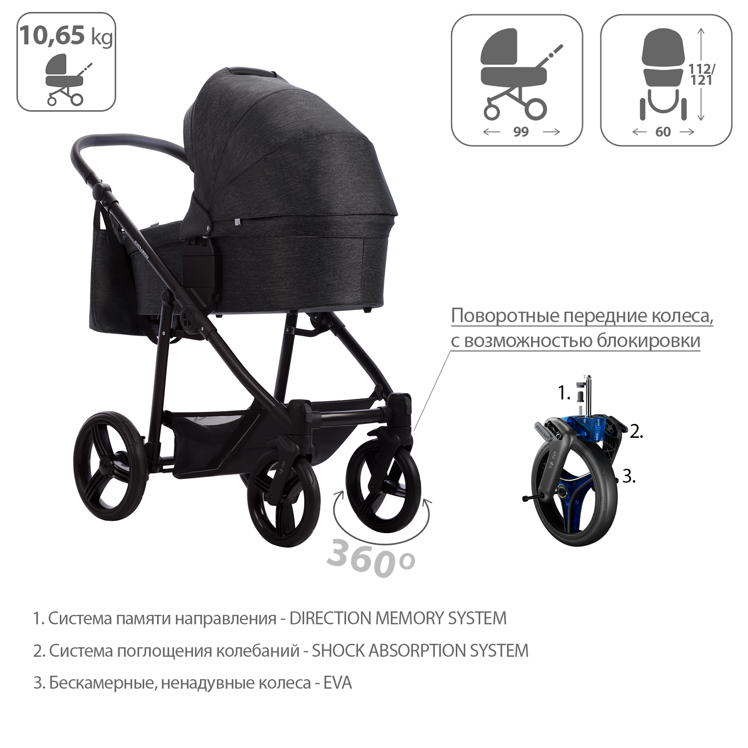 Коляска 2в1 Bebetto Explorer Air Lux - фото 4