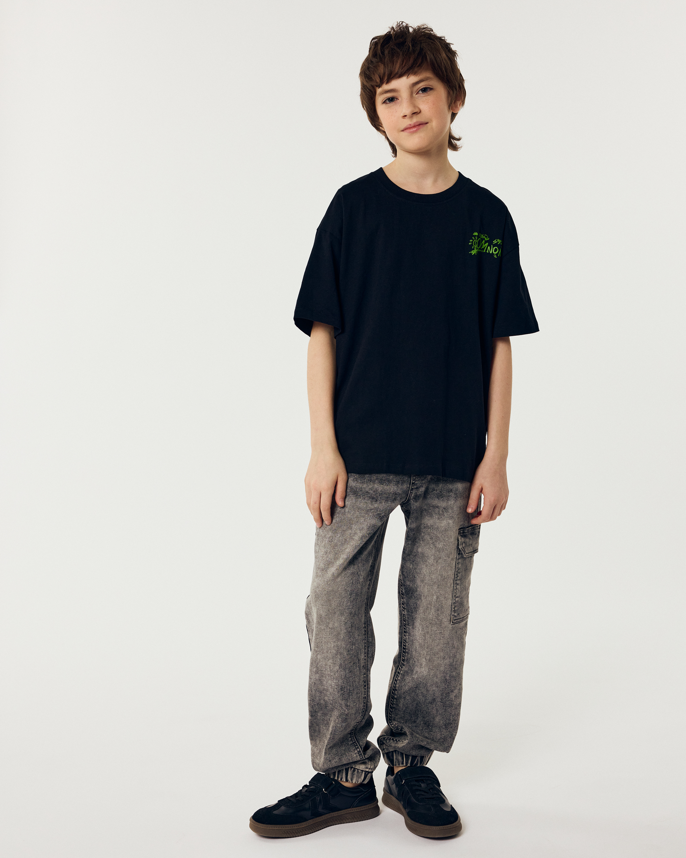 Изображение товара Детские джинсы-джоггеры Futurino модель 128 серый хлопок эластан