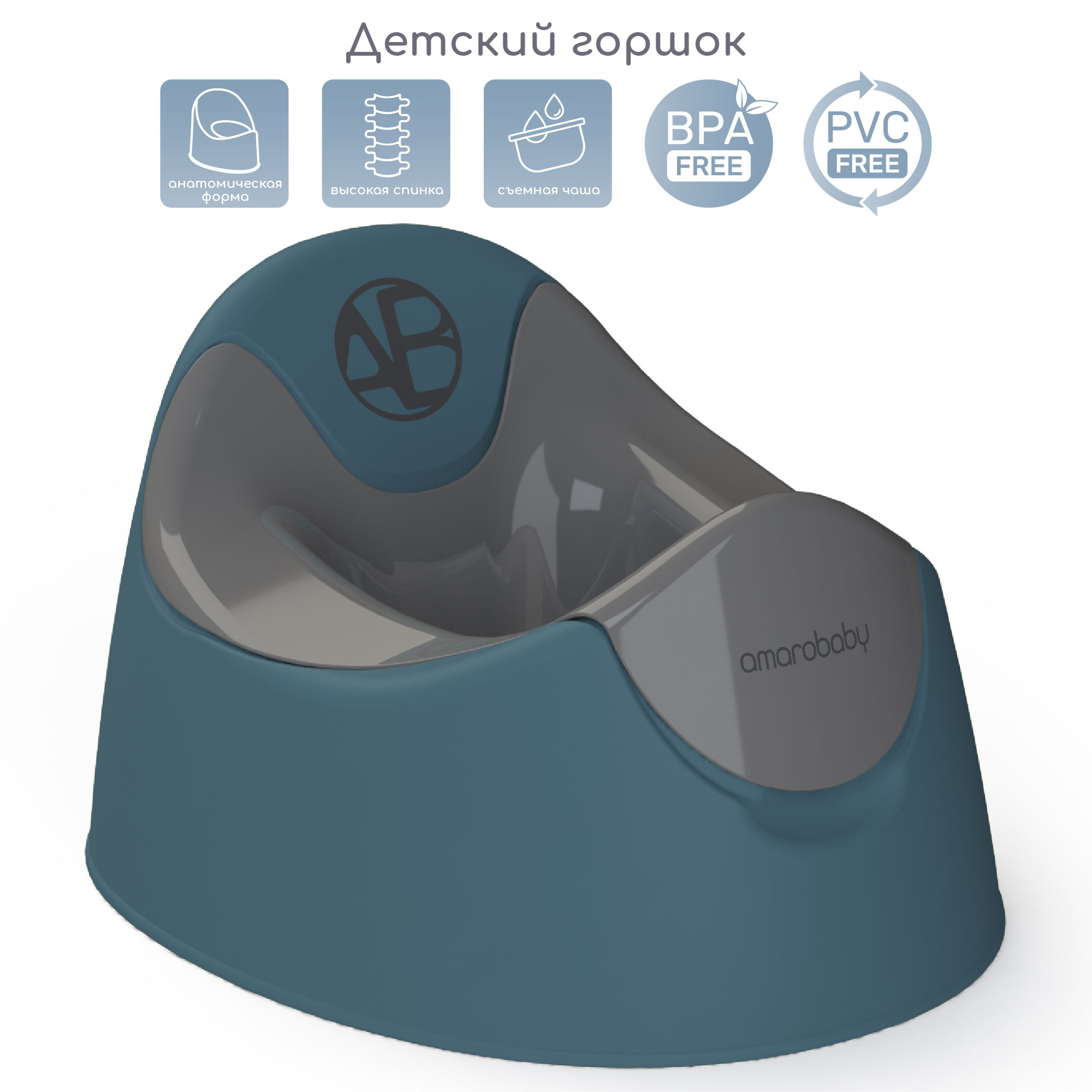 Горшок детский Amarobaby Bonny бирюзовый - фото 1
