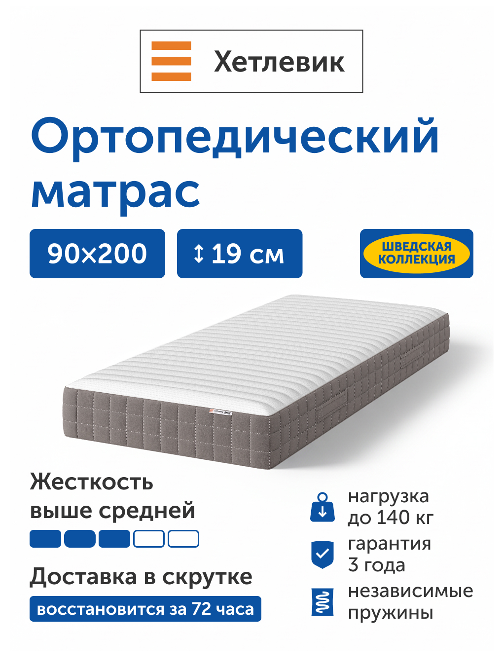 Матрас IKEA Хетлевик 90х200 - фото 1