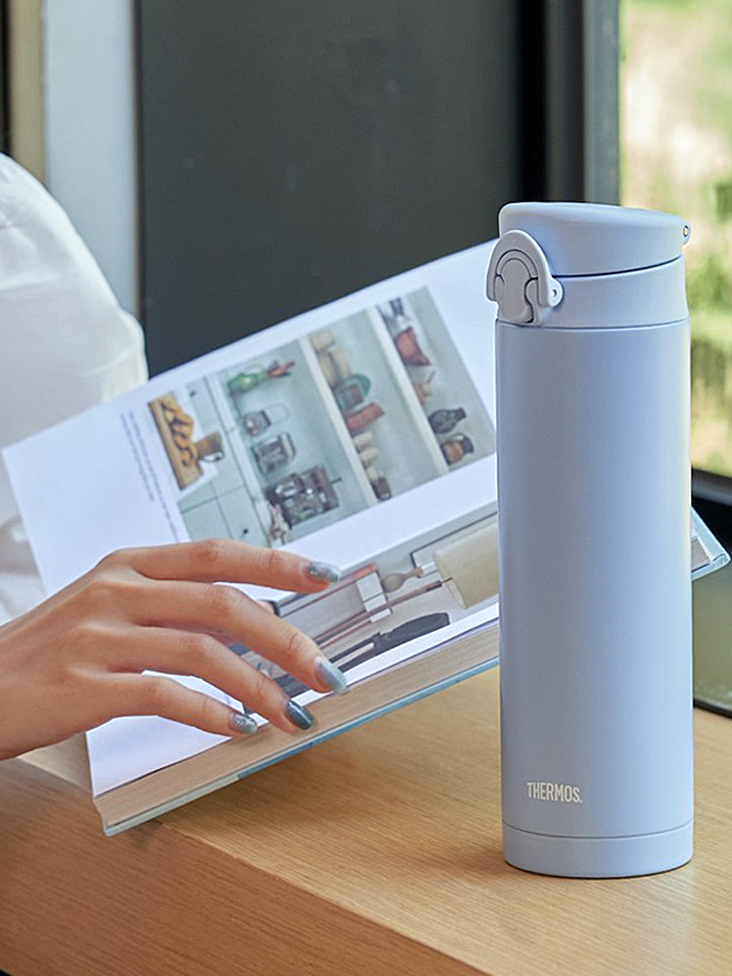 Термокружка для кофе чая 500 мл THERMOS JNF-502 голубая – нержавеющая сталь герметичная тепло/холод 10/20 часов - фото 8