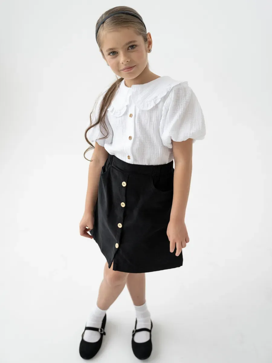 Блузка Leli dress Рубашка2_муслин_корот_рукав_белая - фото 6