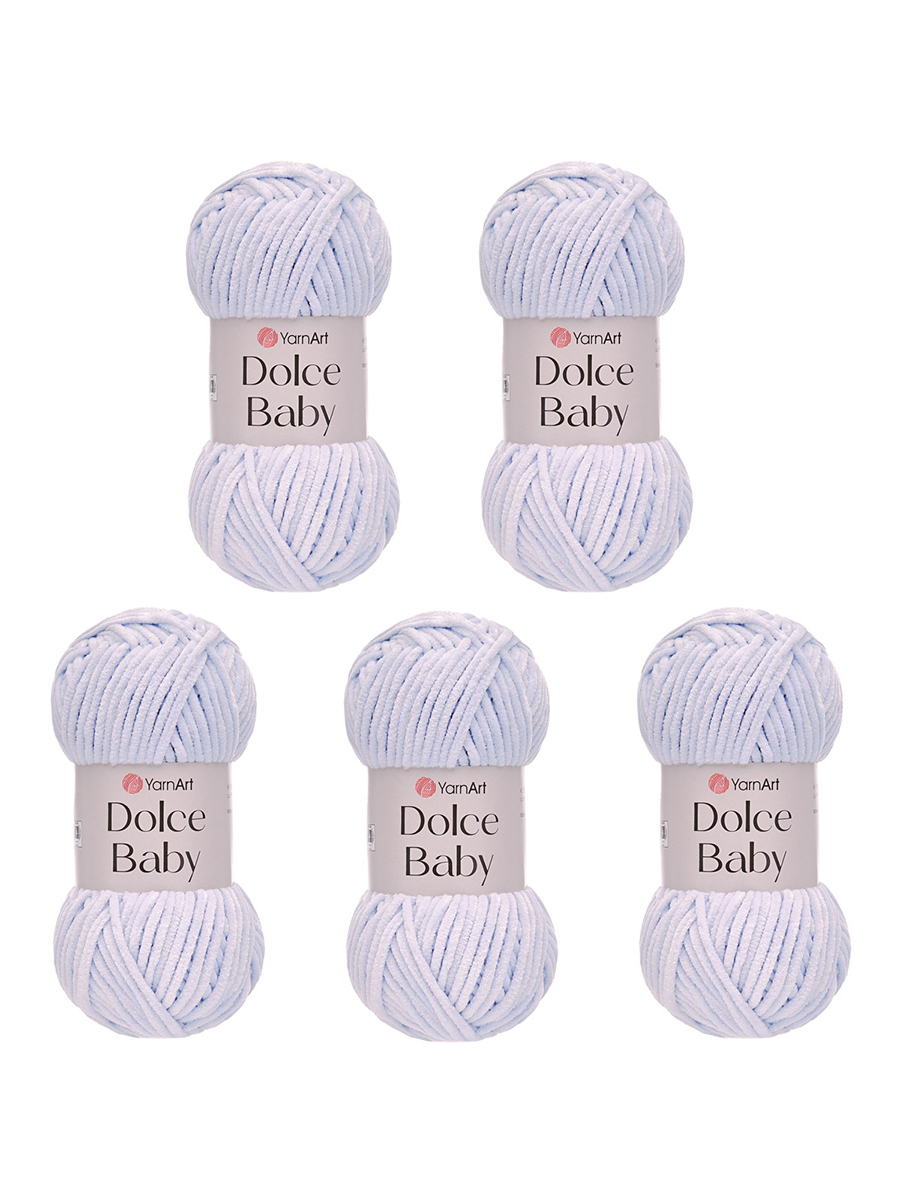 Пряжа для вязания YarnArt Dolce Baby 50 гр 85 м микрополиэстер плюшевая 5 мотков 776 голубой - фото 5
