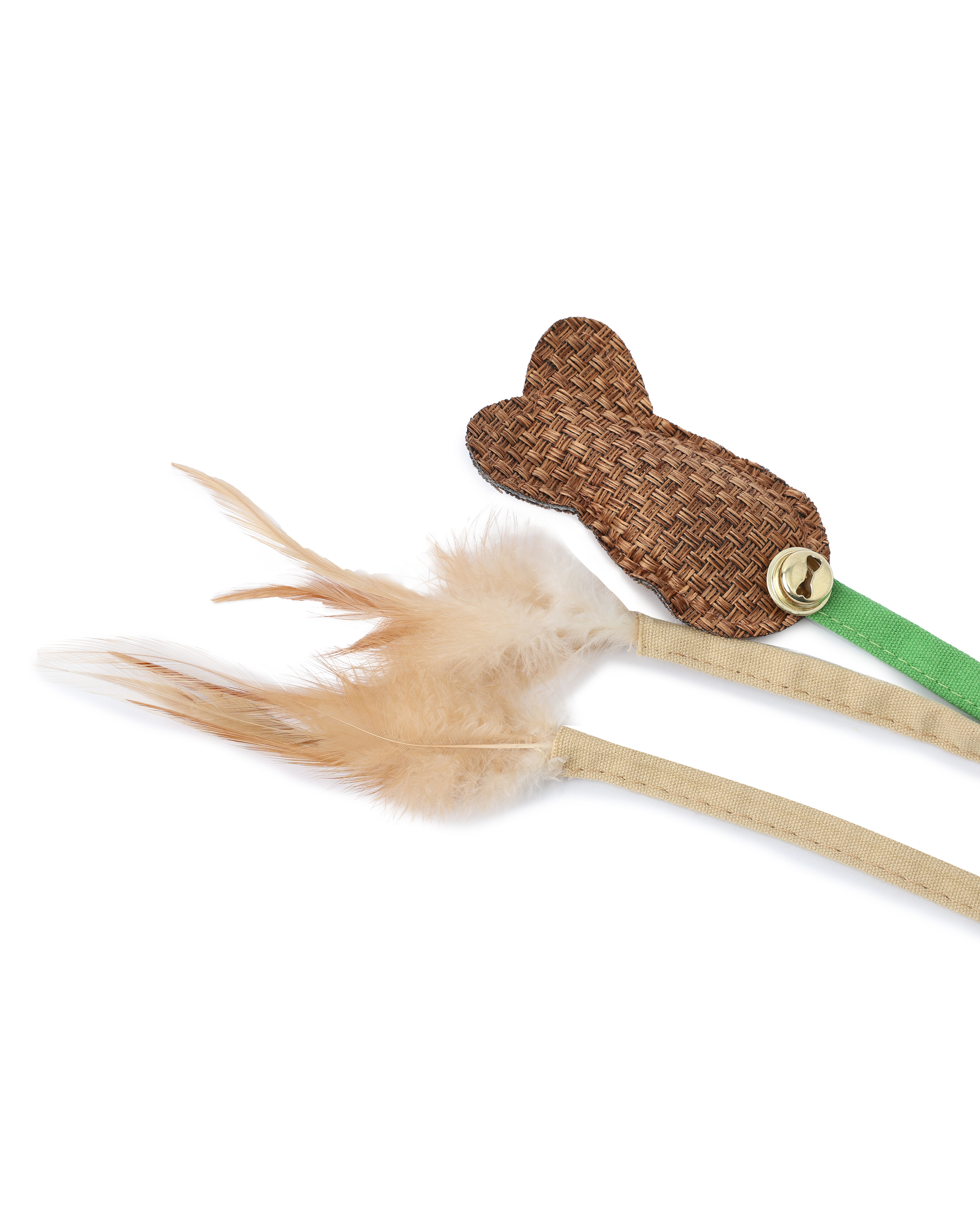 Игрушка для кошек Barbaks Дразнилка-Ленточки с рыбкой с натуральными перьями - фото 3