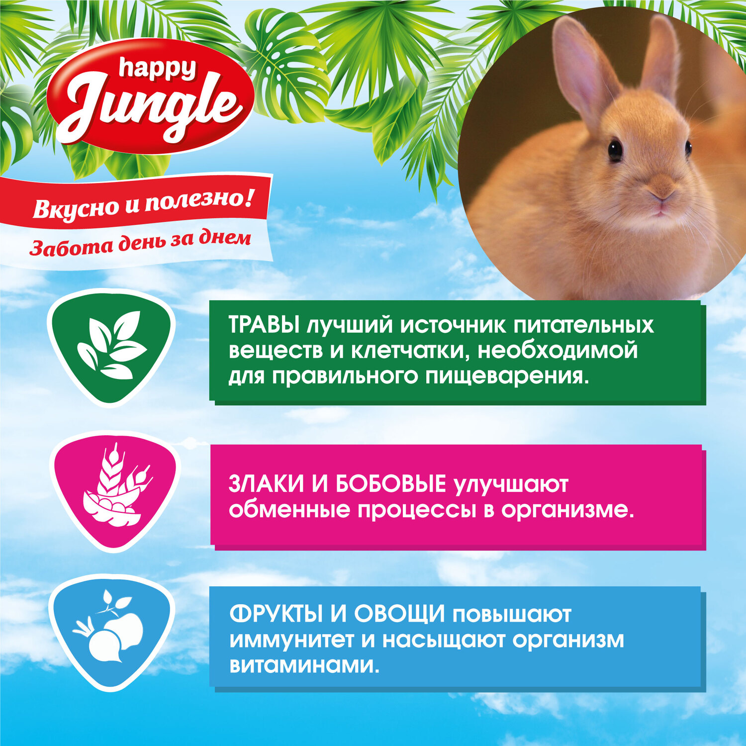 Корм для кроликов HappyJungle молодых 400г - фото 6