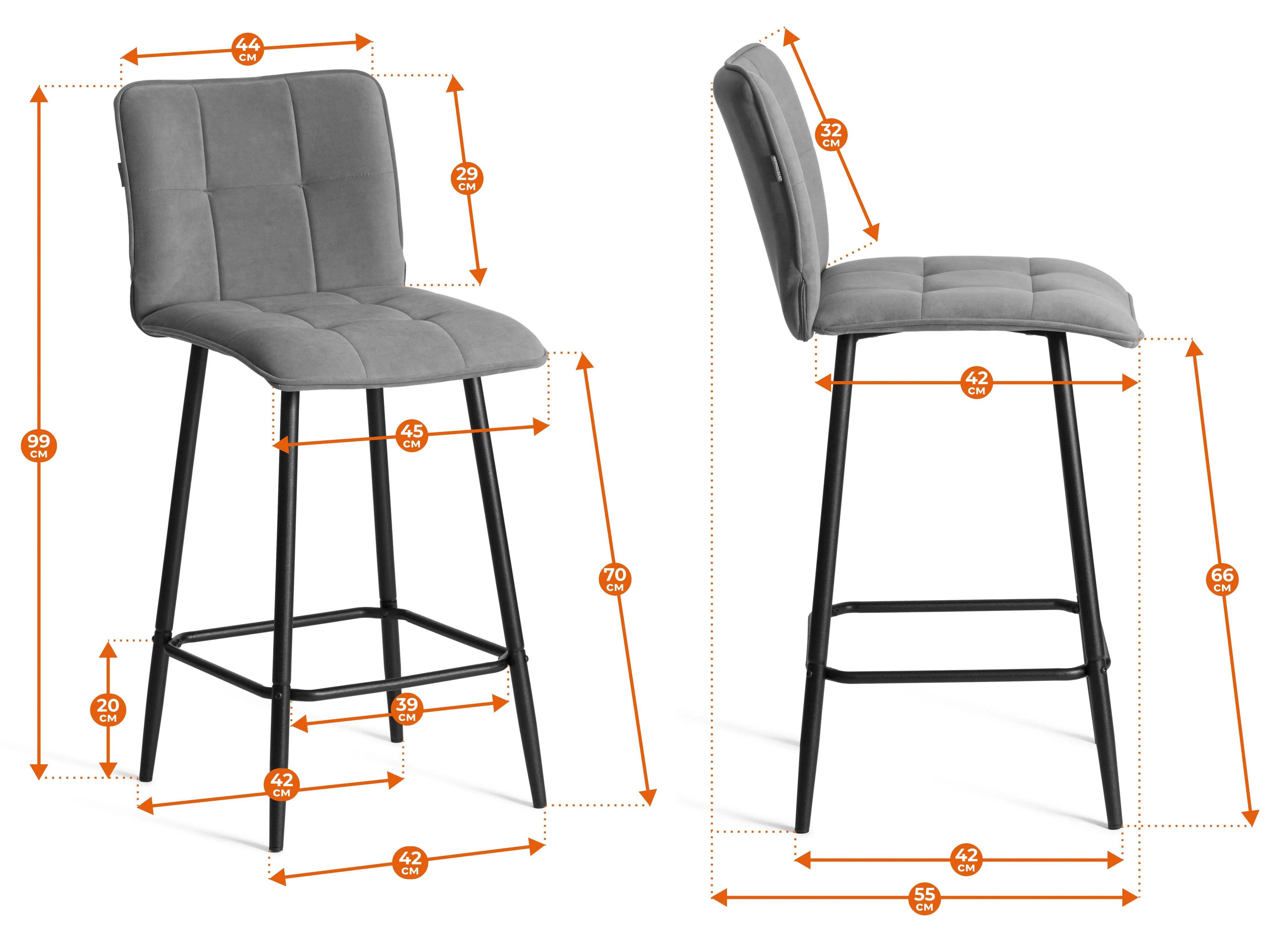 Стул TETCHAIR Bari велюр серый - фото 16