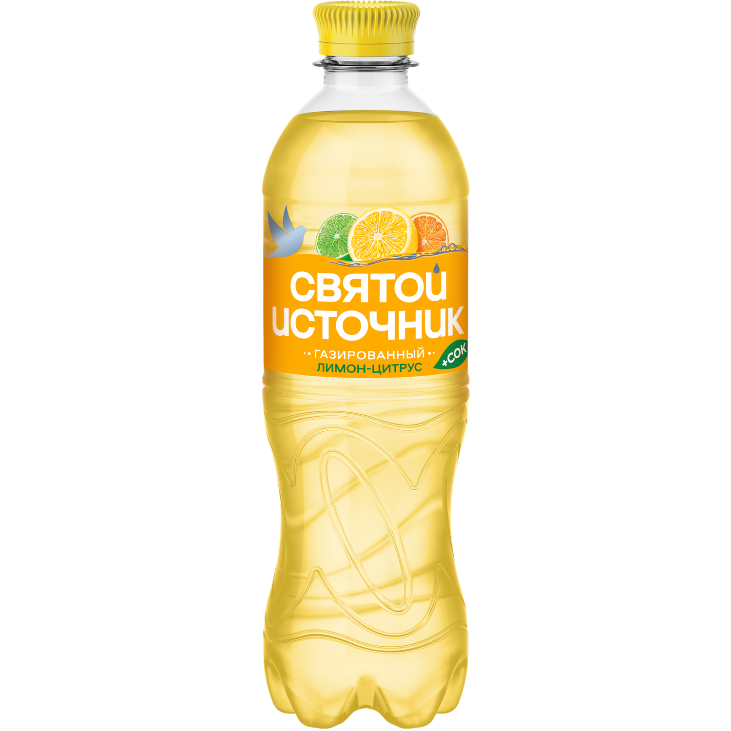 Напиток безалкогольный Святой Источник Вода + Сок со вкусом цитрусов газированный 0.50л ПЭТ - фото 1