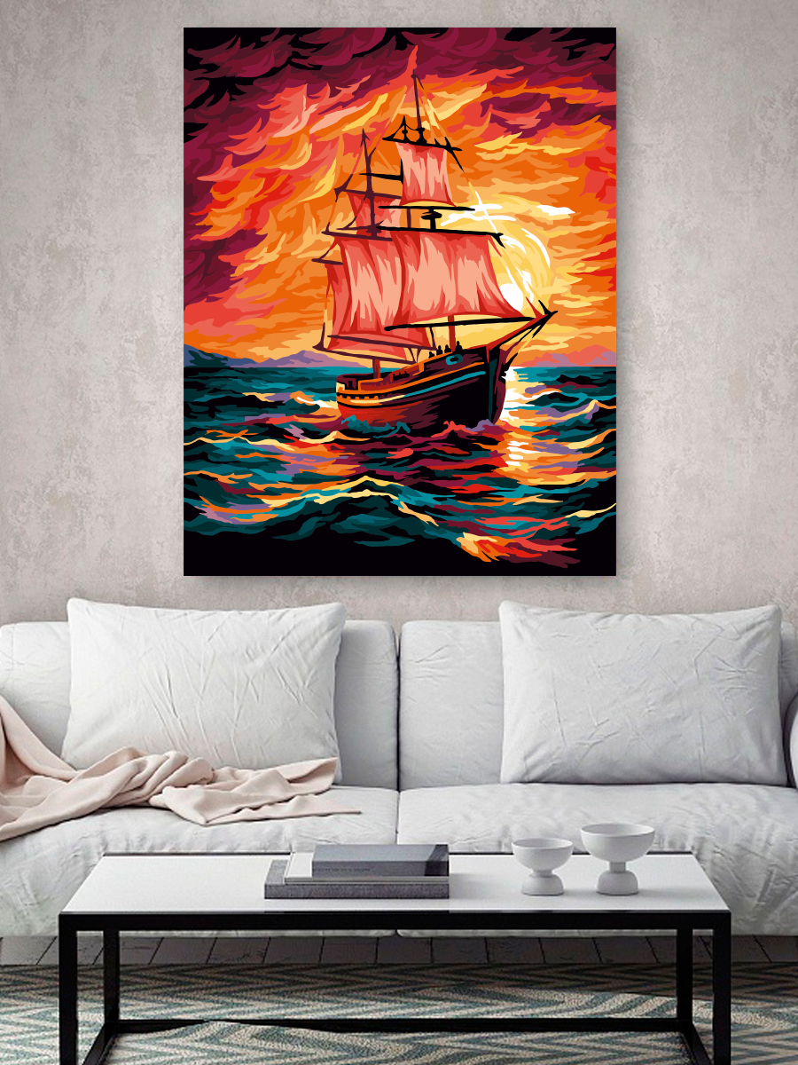 Картина по номерам Hobby Paint Парусник на закате в ассортименте - фото 3