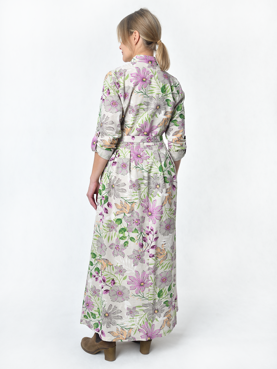 Платье Льняная Горница пл025-02/бежевый-сиреневый-зеленый - фото 13