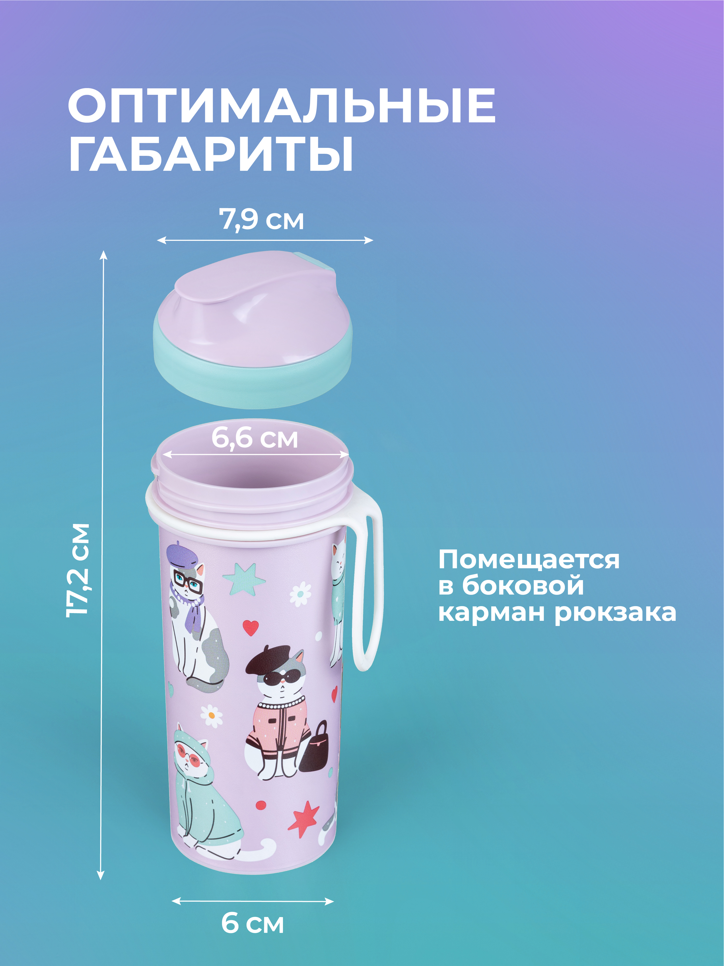 Ланч-бокс и бутылочка Пластишка С декором кошки - фото 4