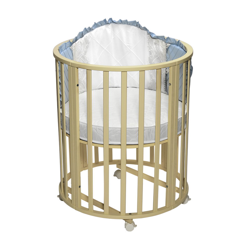 Детская кроватка Sweet Baby овальная, продольный маятник (слоновая кость) - фото 8