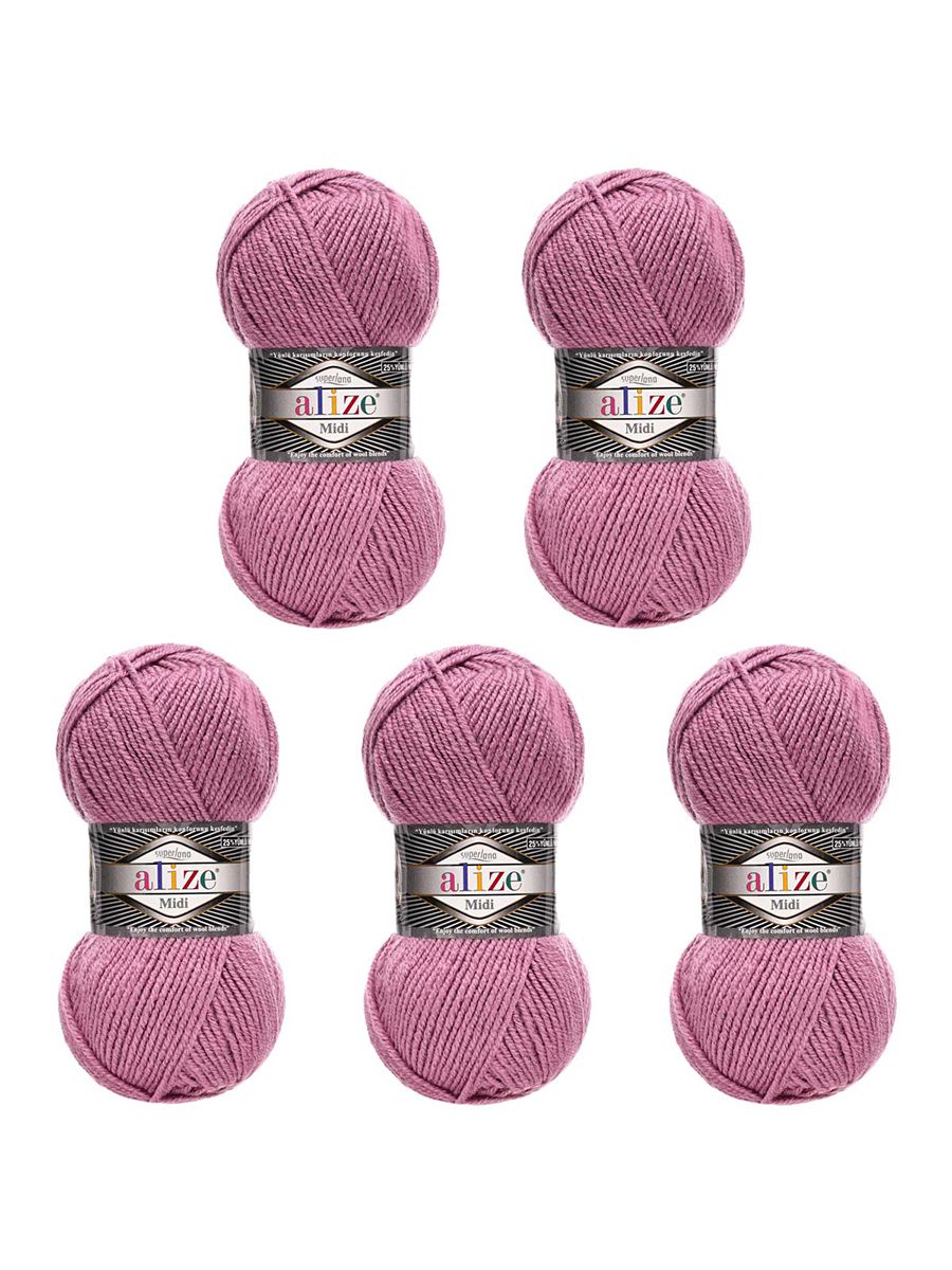 Пряжа Alize теплая для вязания одежды Superlana Midi 100 гр 170 м 5 мотков 28 роза - фото 6