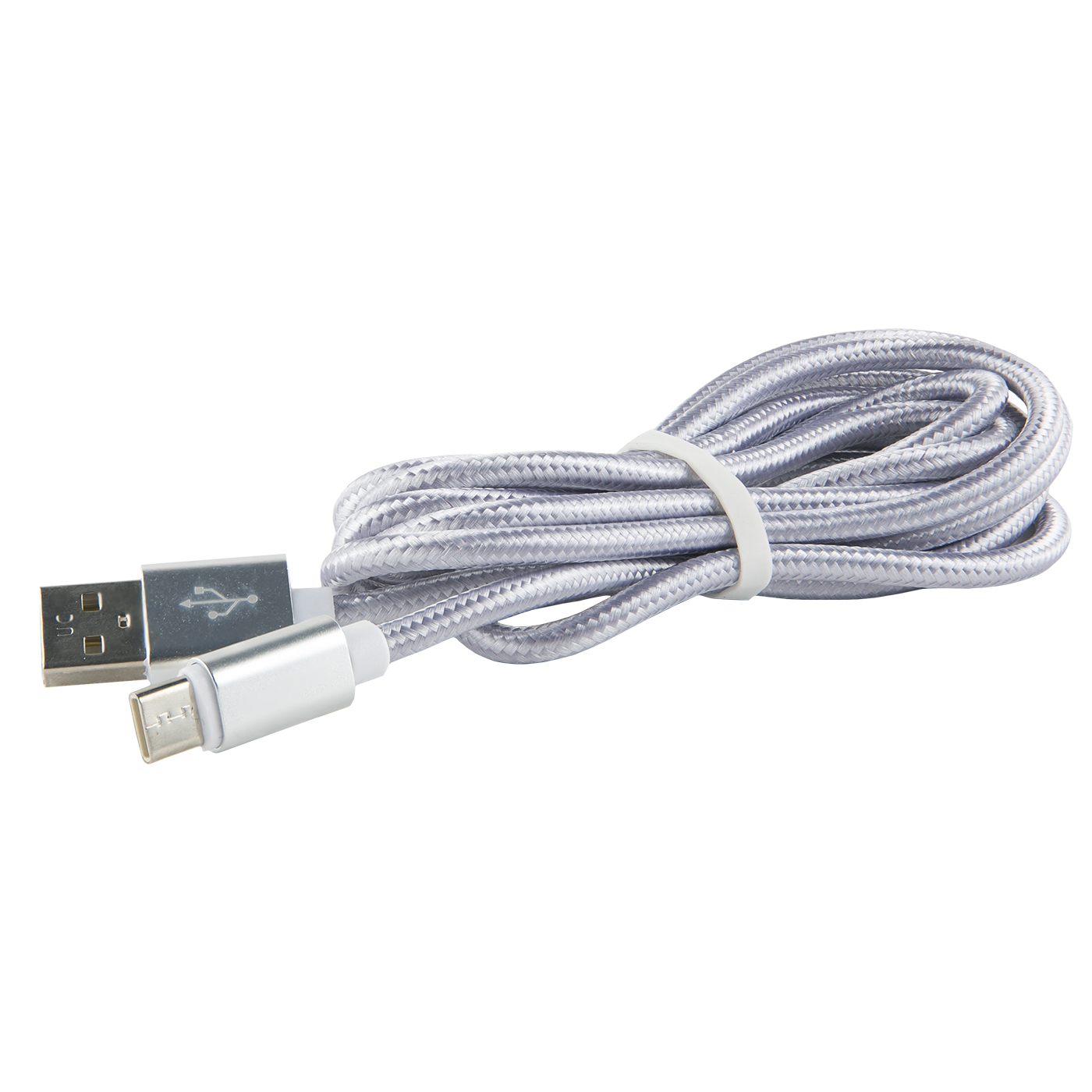 Дата-кабель RedLine USB - Type-C 2 метра нейлоновая оплетка серебристый - фото 1
