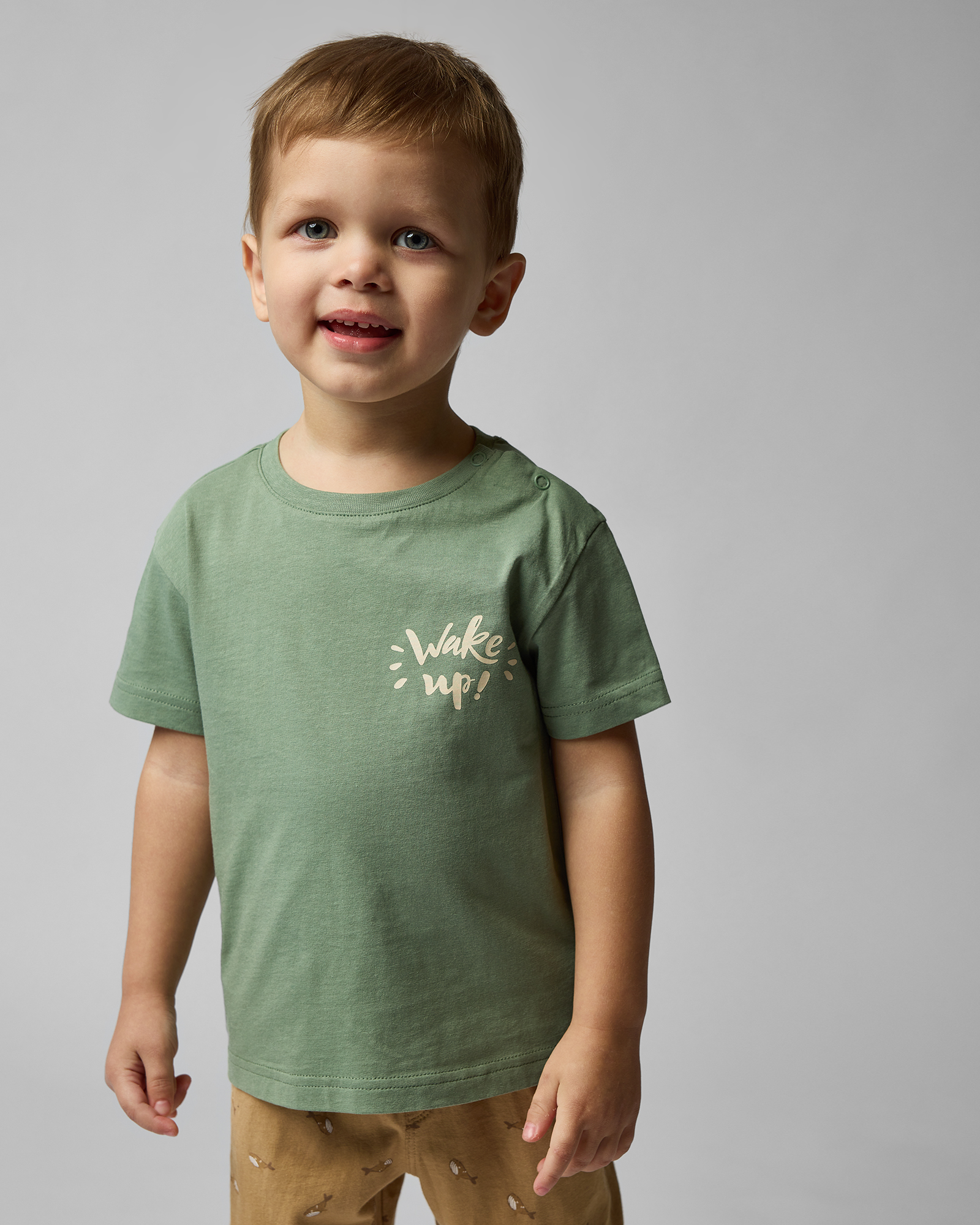 Изображение товара Футболка BabyGo Wake up! Хаки 100% хлопок