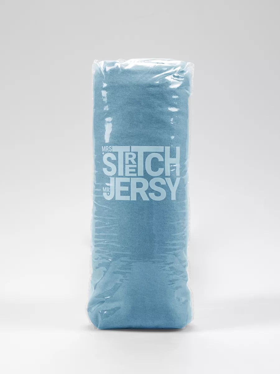 Простыня Mrs.Stretch Mr.Jersy Синий 120 x 200 см на резинке - фото 6