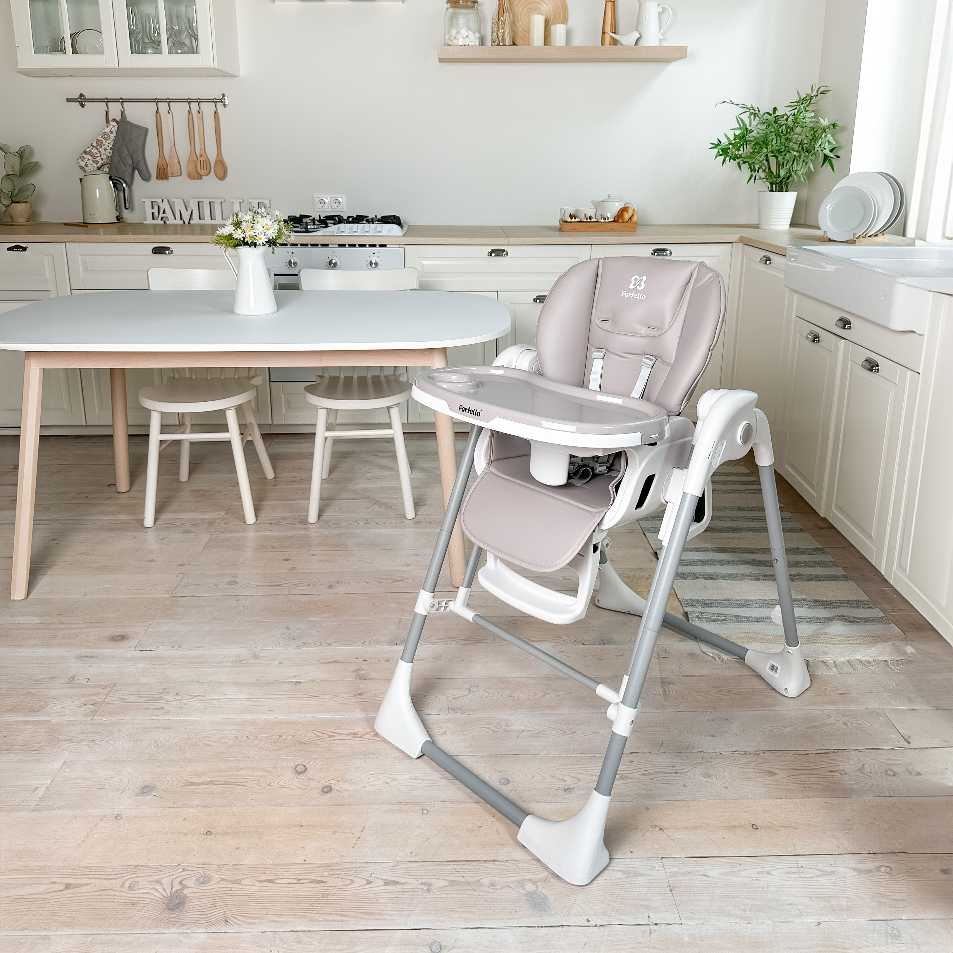 Стульчик для кормления Farfello Multa бежевый - фото 10