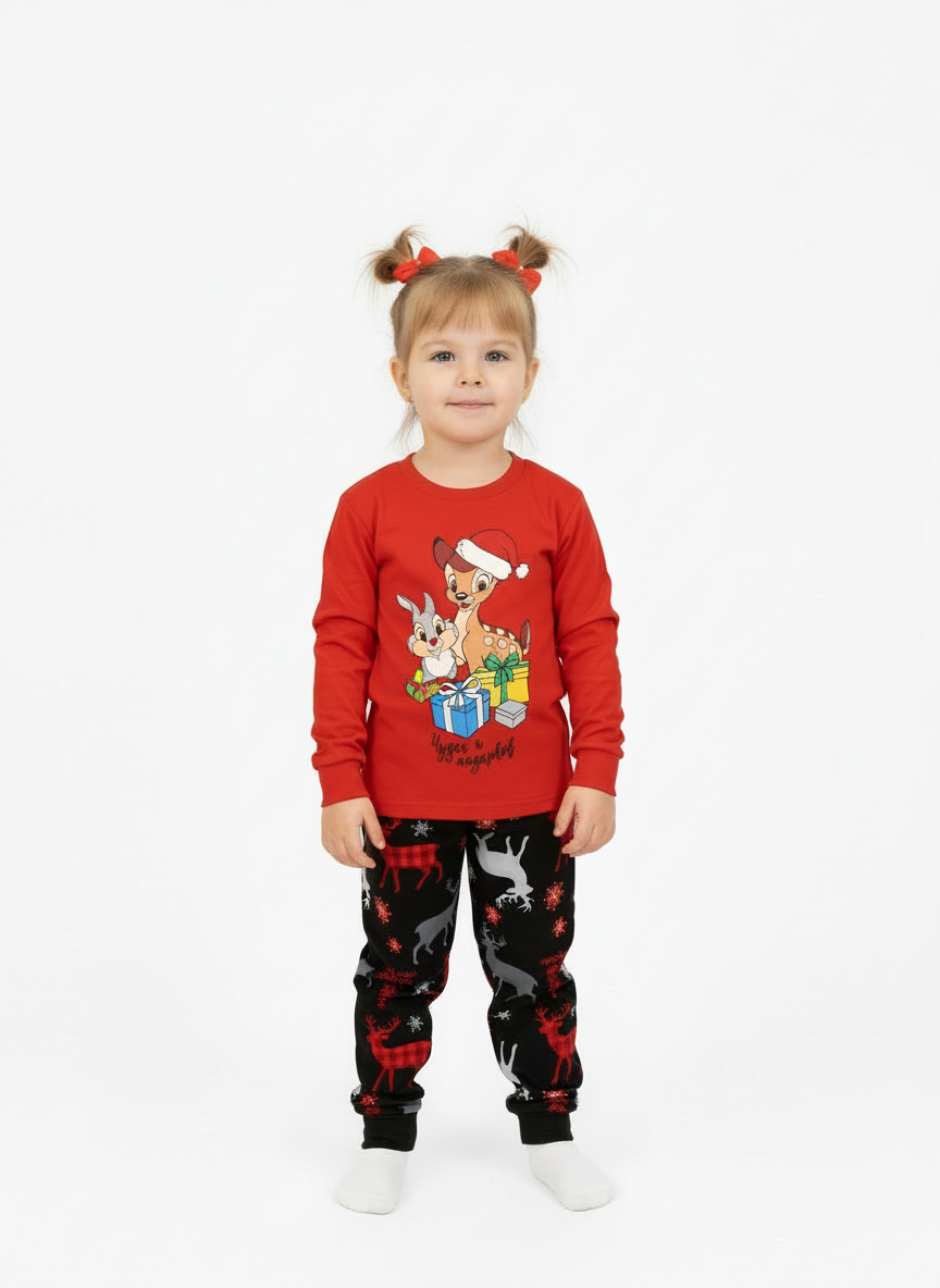 Пижама Утенок ПЖ-1818/1 красный черный олень - фото 4